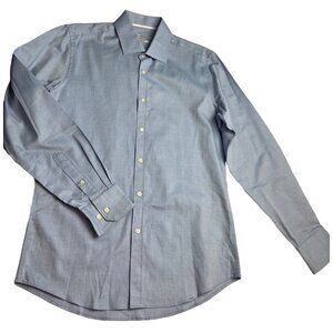 Parc 81 Oxford Dress Shirt Mens Medium M 15 Slim Fit Blue Button Up Long Sleeve
